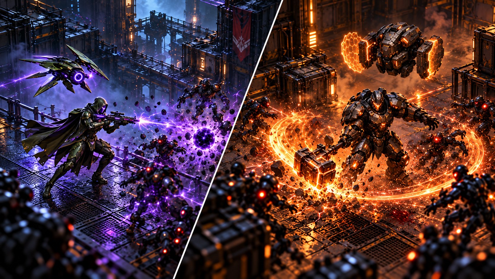 Two complete Characters built from the same underlying systems