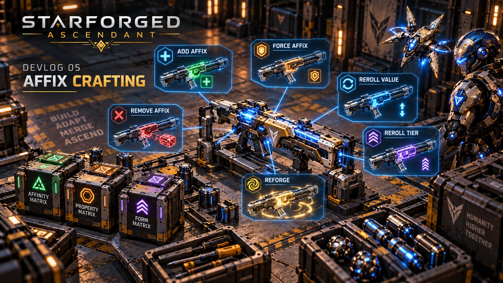 Affix crafting from broad rolls to targeted outcomes